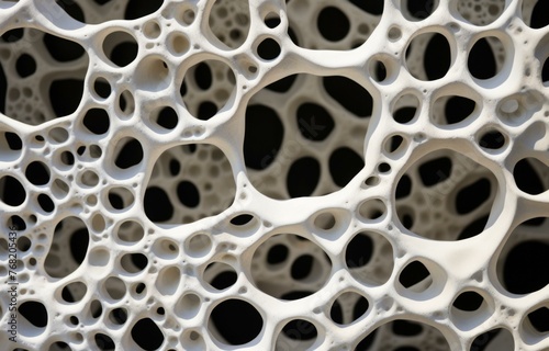 A close up of a white structure with holes in it. Generative AI.