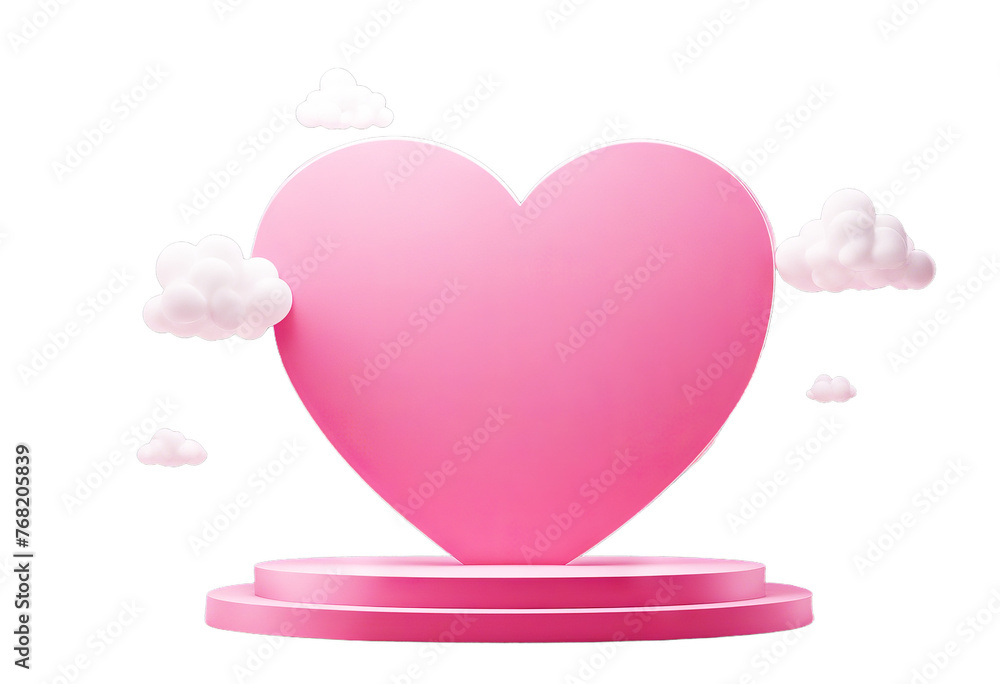 technology Valentines 3d heart cloud pink create podium pedestal poduim stage three-dimensional dais platform racked background illustration pink nubes pedestal love valentine product cylinder