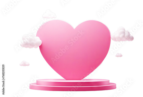 Obraz na płótnie technology Valentines 3d heart cloud pink create podium pedestal poduim stage three-dimensional dais platform racked background illustration pink nubes pedestal love valentine product cylinder w salonie
