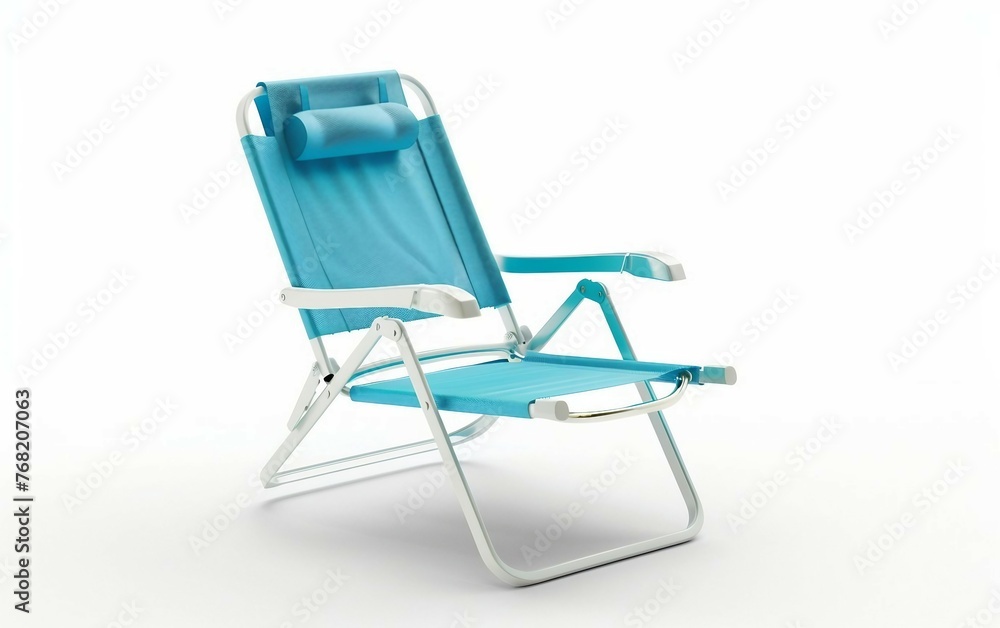 Adjustable Beach Chair with Umbrella Isolated on White Background. Adjustable Beach Chair with Umbrella Isolated on White Background.