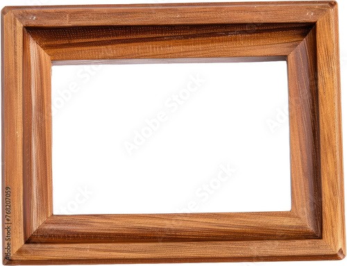 Wooden picture frame isolated, cut out transparent