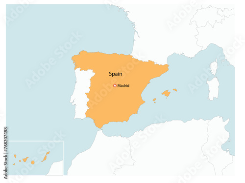 Outline of the map of Spain with regions