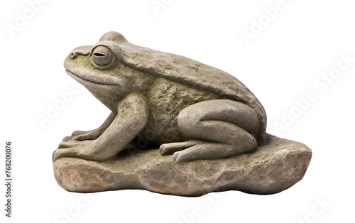 Zen Garden Stone Frog Sculpture for Serene Decor Isolated On Transparent Background PNG.
