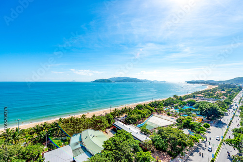 Nha Trang - Vietnam. December 13, 2015. Forming a magnificent sweeping arc, Nha Trang's 6km-long golden-sand beach is the city's trump card. photo