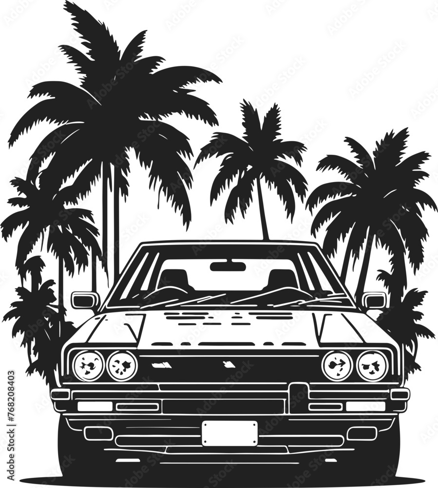 Japan classic sport car 80s isolated on a white background, front view. Vector illustration auto best for sticker and t shirt print.