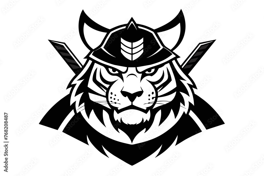 Fototapeta premium samurai tiger logo isolated white background 