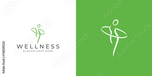 Creative Wellness Logo. Abstract People Wellness with Modern Minimalist Style. Fitness Beautiful Woman Logo Icon Symbol Vector Inspiration.