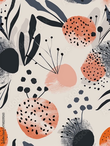 A white background adorned with vibrant orange and black flowers in full bloom