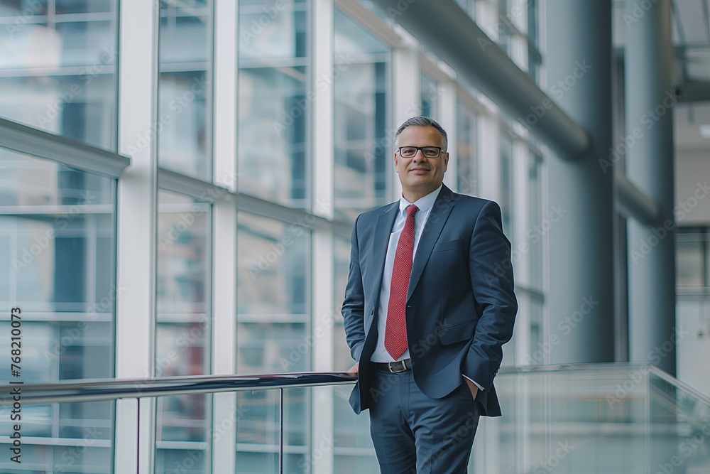 mature executive businessman standing in the modern office building, confident mid adult professional mature executive businessman standing in the modern office building, confident mid adult professional