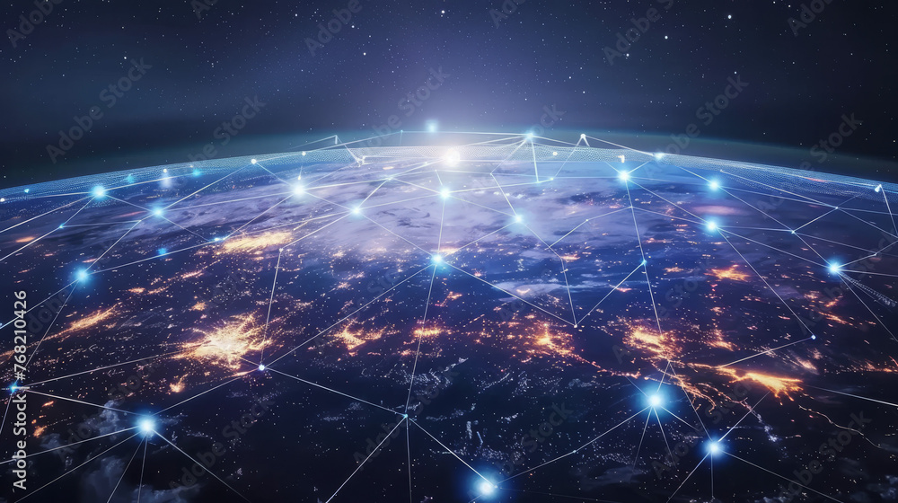 Fototapeta premium The Global Network Revolution: World Connected Through 5G 