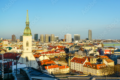 Photography Bratislava panorama on a sunny day, the skyline of Bratislava as seen from Brati