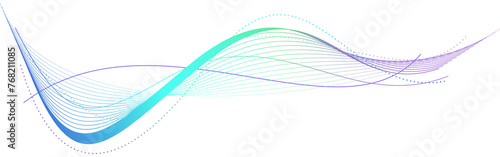 Data visualization, Future technology, Digital era, Information technology. Purple-blue-green gradient smooth wave lines for banner, presentation, web design. Futuristic technology concept