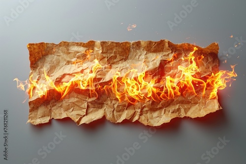 A piece of paper burning fiercely
