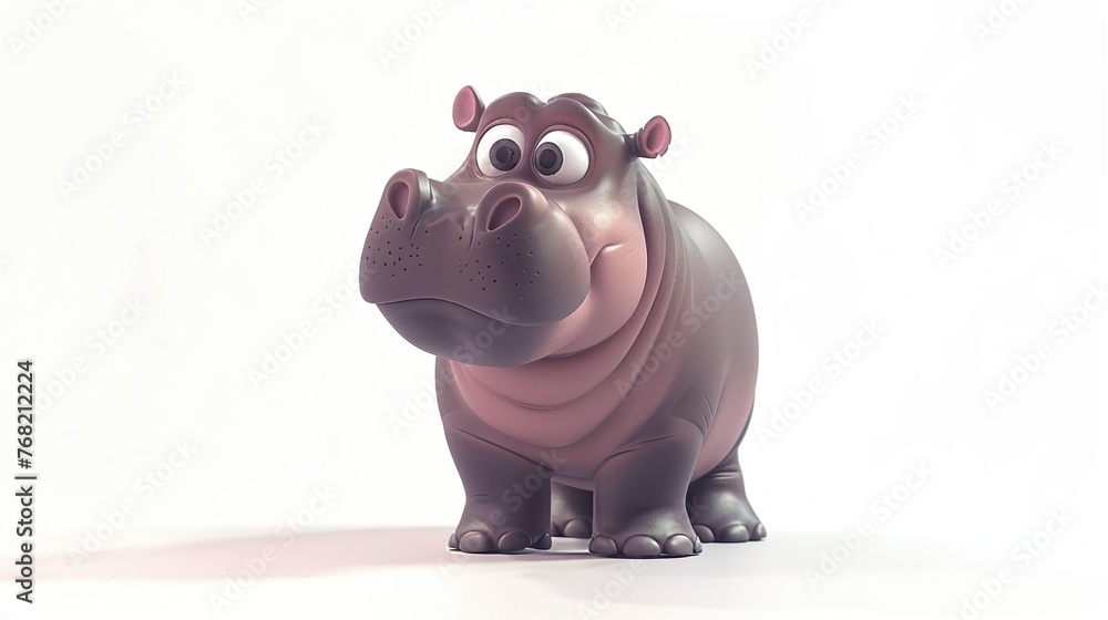 Cute baby Hippopotamus cartoon animal character style on a white background. Cute baby Hippopotamus cartoon animal character style on a white background.
