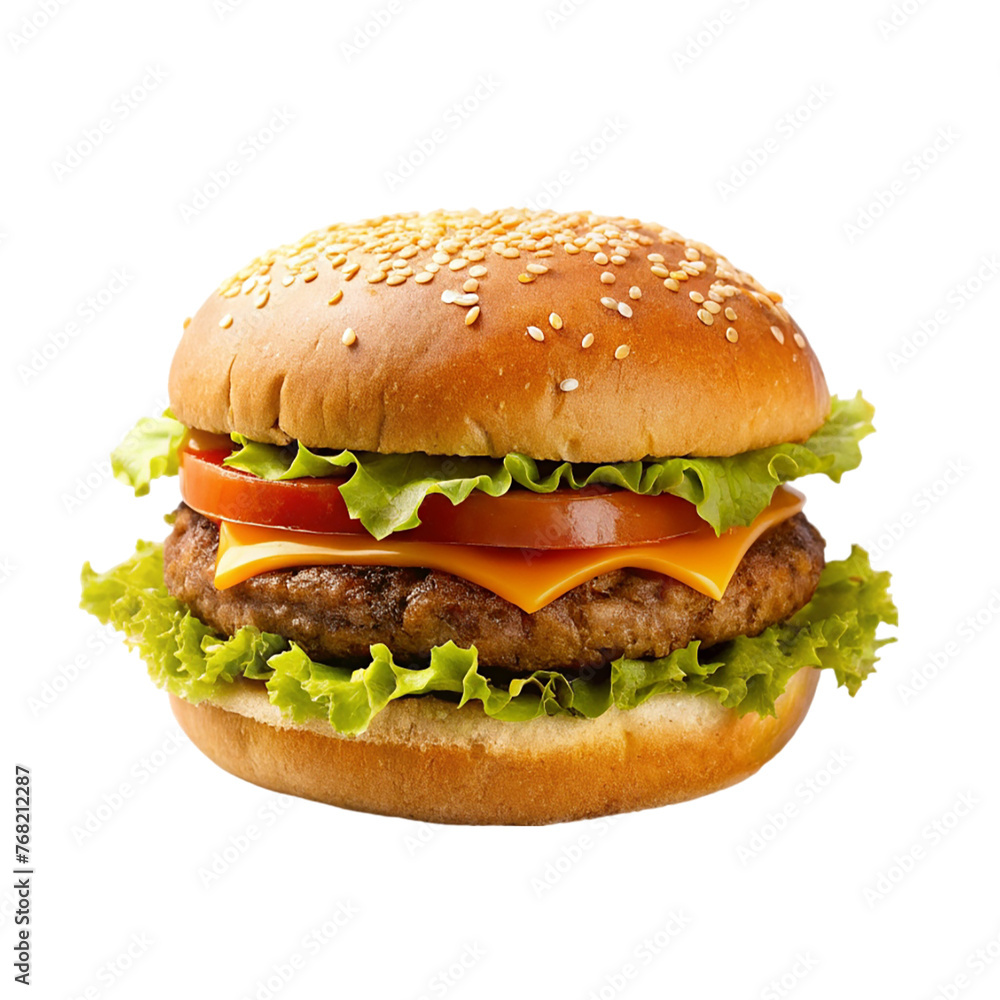 Tasty Hamburger with salad. isolated on transparent background. Tasty Hamburger with salad. isolated on transparent background.