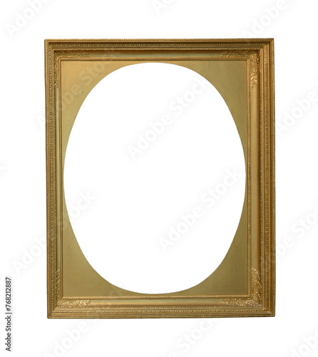 Golden frame for a picture on a white background