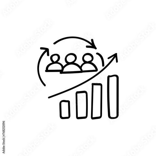 Hand Drawn flat icon for demand