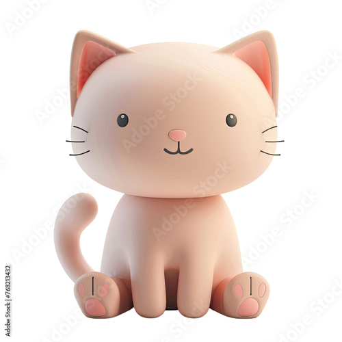 3D Icon cute cat  Clay Render  Pastel Color