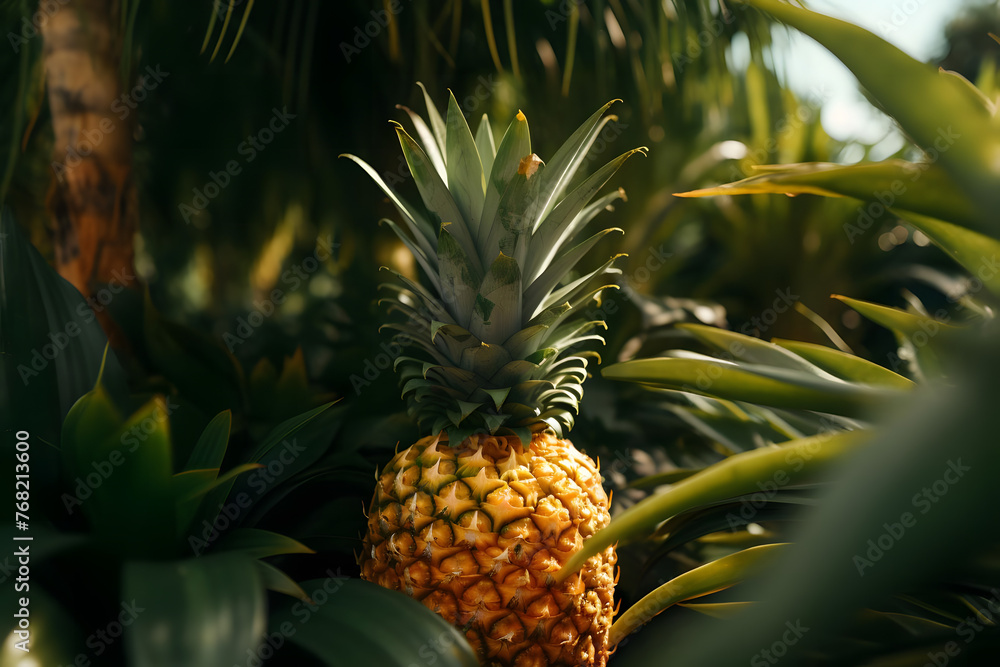 Fototapeta Tropical, Juicy Pineapple . Generated AI