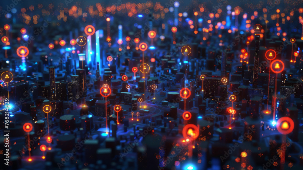 Obraz premium Augmented Reality City Map with Interactive Hotspots 