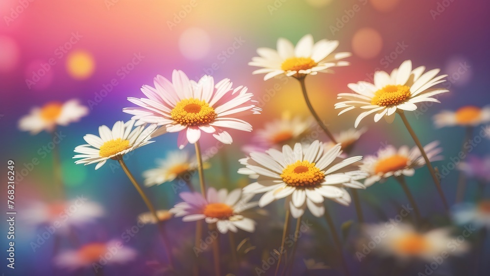 Whimsical Daisies in a Rainbow Gradient, illustration Whimsical Daisies in a Rainbow Gradient, illustration