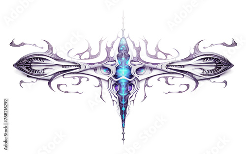 Cybernetic Luminescence Tattoo Design Isolated On Transparent Background PNG.