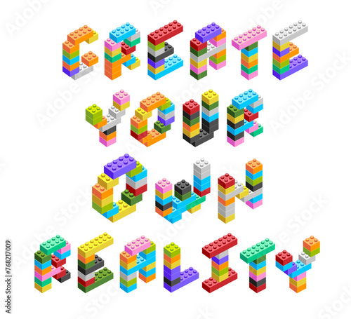 Create your own reality. Words made from construction blocks