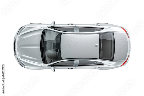 A modern silver sports car, top view, isolated on a transparent background, Generative AI