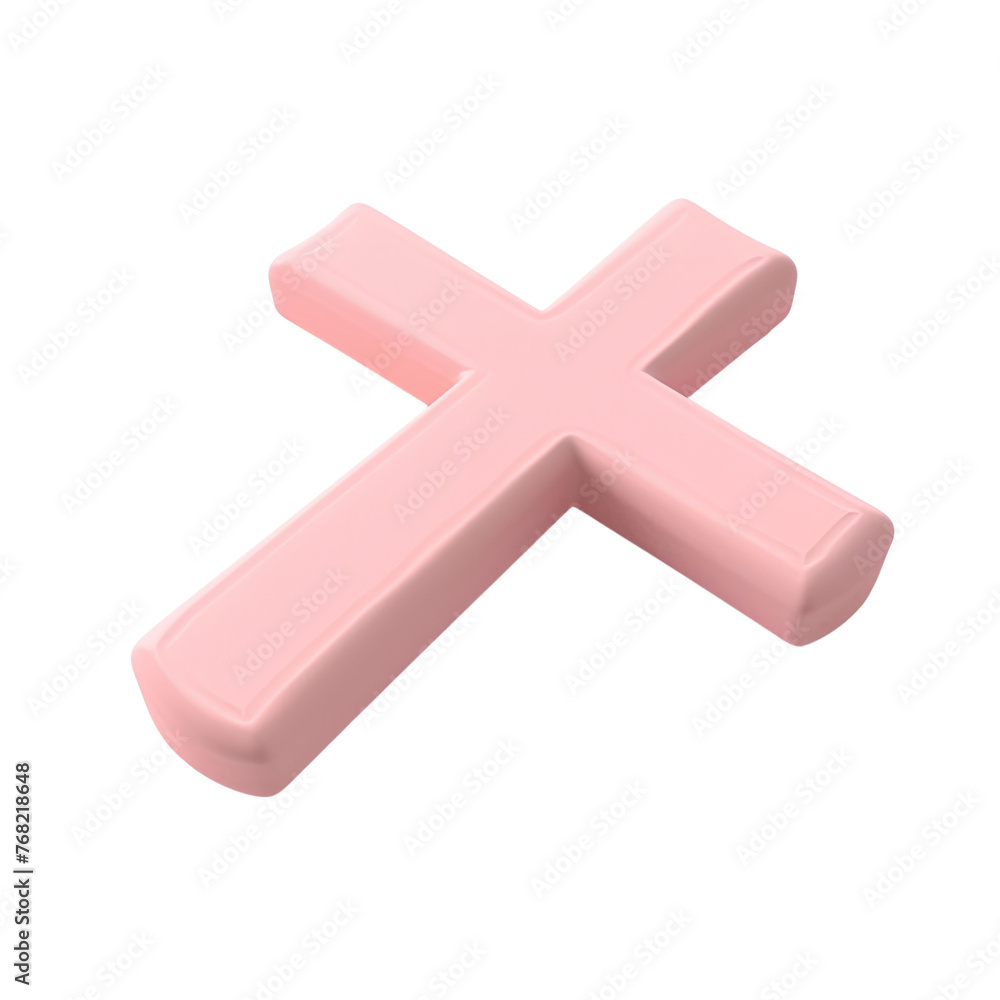 Obraz premium 3D Icon Cross, Clay Render, Pastel Color