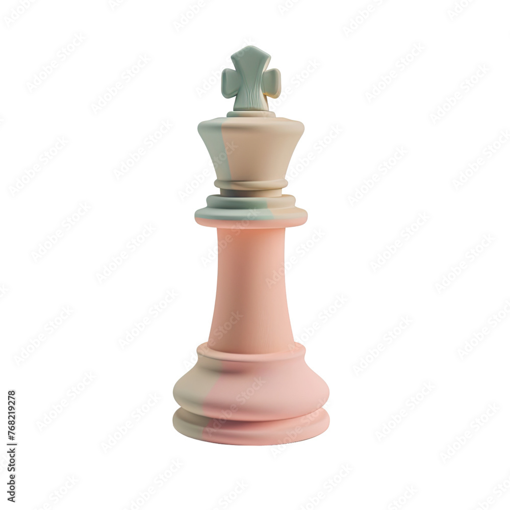 3D Icon Chess Piece, Clay Render, Pastel Color 3D Icon Chess Piece, Clay Render, Pastel Color