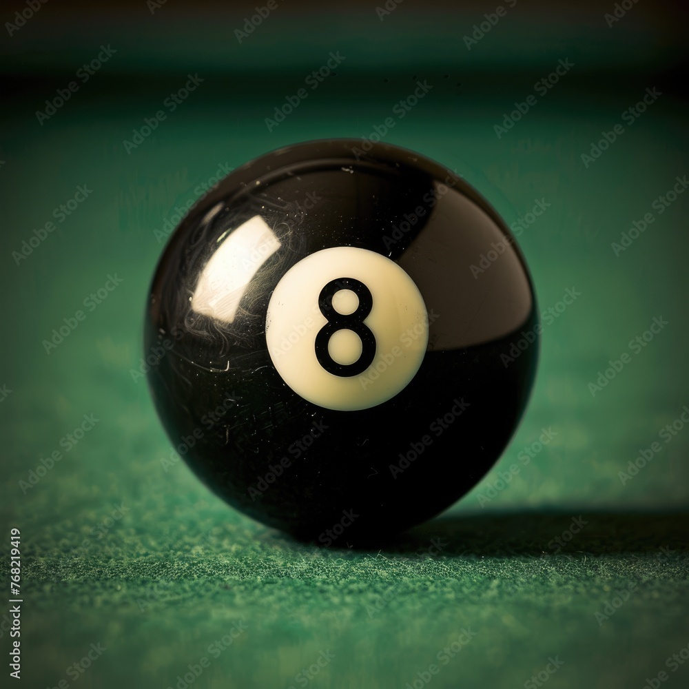 Eight Ball Art on Black Background for Billiard, Pool, and Snooker - Ask and Get the Answer