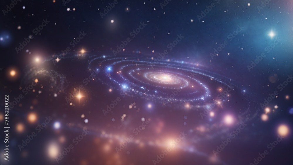 Obraz premium Galaxies with bright stars orbiting, illustration