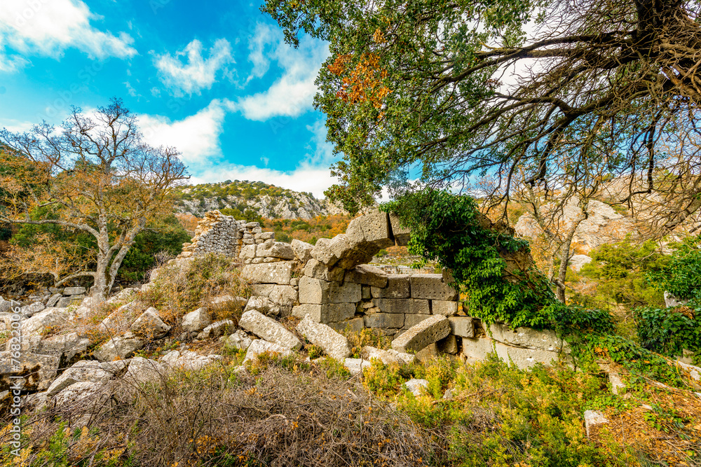 Termessos ancient city the amphitheatre. Termessos is one of Antalya -Turkey's most outstanding archaeological sites. Despite the long siege, Alexander the Great could not capture the ancient city.