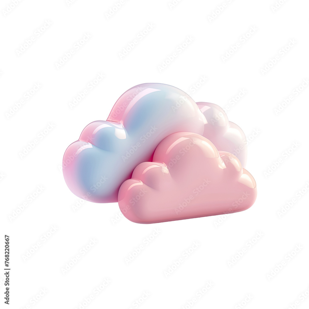 Fototapeta premium 3D Icon Cloud, Clay Render, Pastel Color
