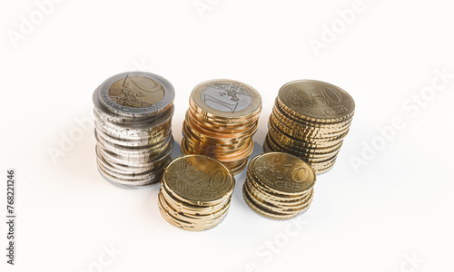 euro coins isolated on white background