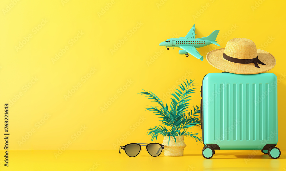 Travel suitcase background concept.