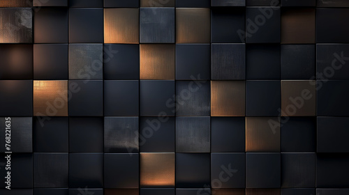 Abstract background with black and gold squares