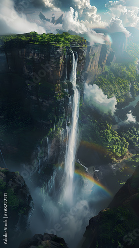 Victoria Falls  Zambia  Africa. Multicolored waterfall in the rainforest