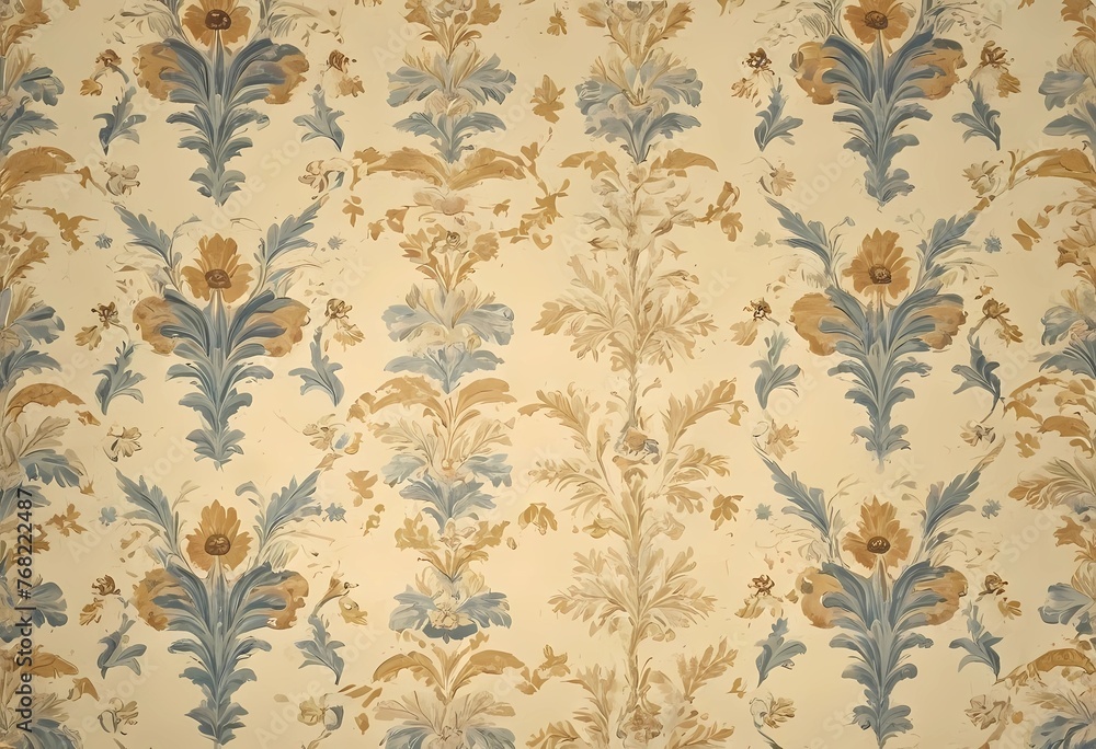 Vintage Wallpaper Floral Pattern of 18th Century	 - obrazy, fototapety, plakaty 