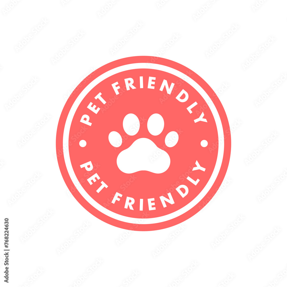 Obraz premium Pet Friendly sticker, label or emblem. Best Pet Friendly icon vector for product packaging design element. Vector isolated in flat style.