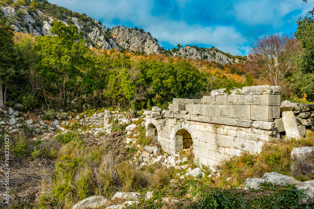 Termessos ancient city the amphitheatre. Termessos is one of Antalya -Turkey's most outstanding archaeological sites. Despite the long siege, Alexander the Great could not capture the ancient city.