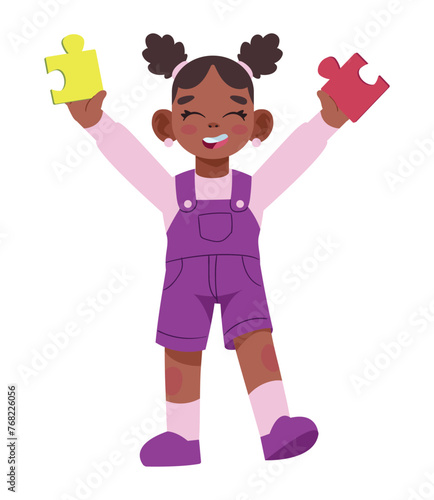 autism girl with puzzle