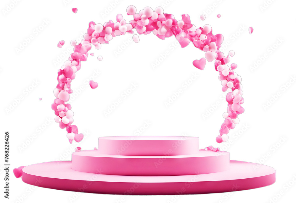 podium create minimal space Pink day stage 3d product splay 
 rendering center Valemtine background background heart poduim three-dimensional display nubes dais valentine product background pedestal