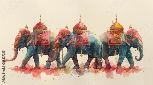 For a nursery, a watercolor illustration of circus animals