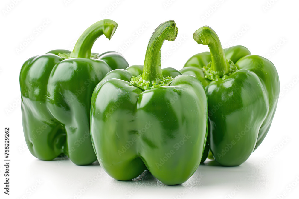 Ripe green peppers isolated on white background Ripe green peppers isolated on white background