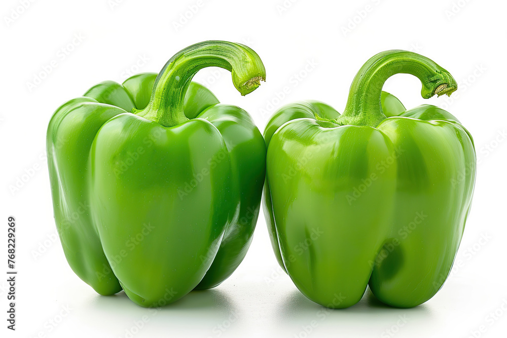 Ripe green peppers isolated on white background Ripe green peppers isolated on white background