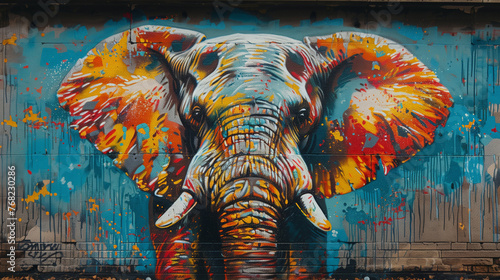 Majestic Elephant Mural Adorning Urban Building