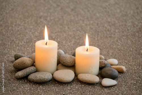 Composition with spa stones and candles