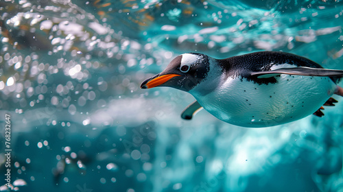 Graceful Penguin Gliding Effortlessly Through Crystal Clear Waters