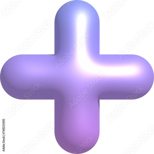 3D abstract geometric shape with blue purple gradient. Isolated element